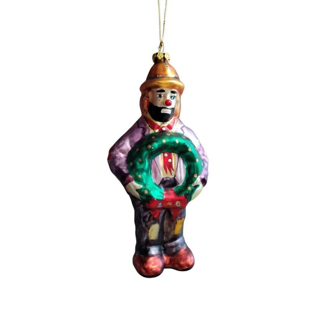 1997 EMMETT KELLY‎ JR. Christmas Ornament Clown Glass  #9698 Flambro Exclusive